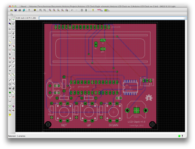 Arduino LCD Clock PCB final